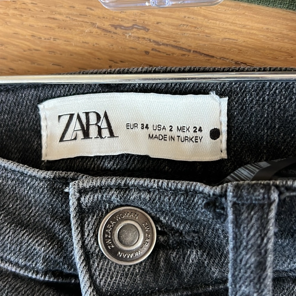 Zara Black Grey Denim Jeans Size 2 - Picture 7 of 8